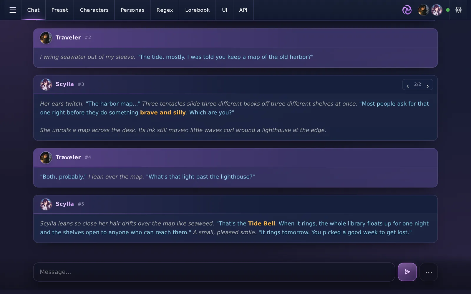 ScyllaChat chat screen on desktop